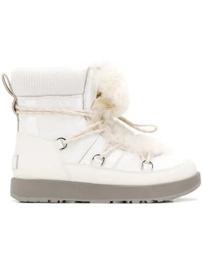 Shop Ugg Australia Fur Lace-up Boots - White