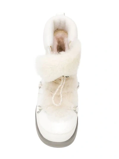Shop Ugg Australia Fur Lace-up Boots - White
