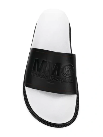 Shop Mm6 Maison Margiela Logo Slides In Black