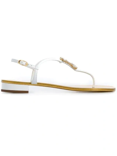 Shop Giuseppe Zanotti Anchor Embellished Sandals In 002 Bianco