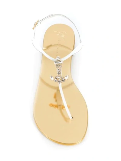 Shop Giuseppe Zanotti Anchor Embellished Sandals In 002 Bianco