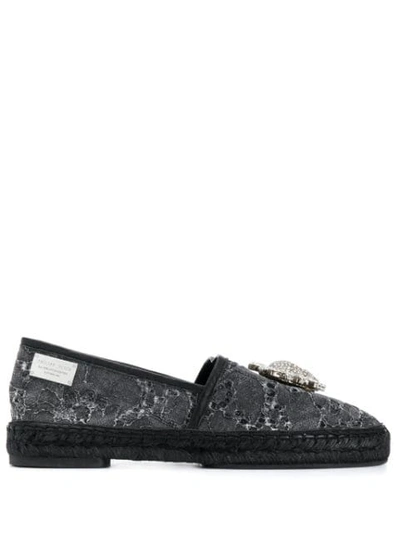 Shop Philipp Plein Skull Espadrilles In Black