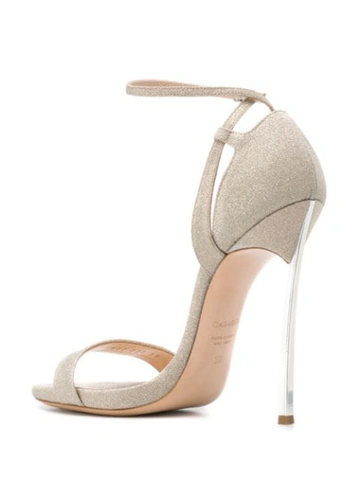 Shop Casadei Glittered Sandals - Neutrals