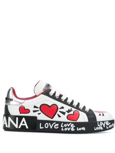 Shop Dolce & Gabbana Love Sneakers In White