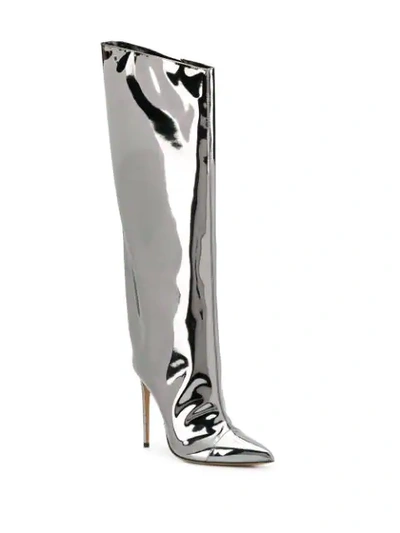 Shop Alexandre Vauthier Alex Mirror Boots In Silver