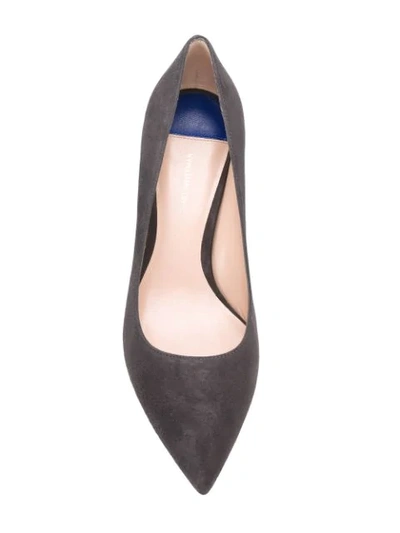 Shop Stuart Weitzman Pointed Toe Kitten Heel Pumps - Grey