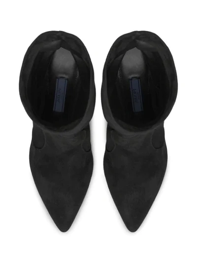 Shop Prada Pointed Toe Ankle Booties In Black