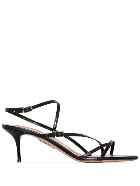 black leather strap sandals