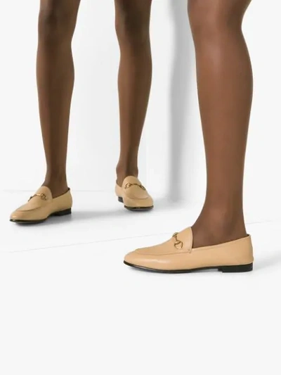 Shop Gucci Brixton Leather Loafers In Neutrals