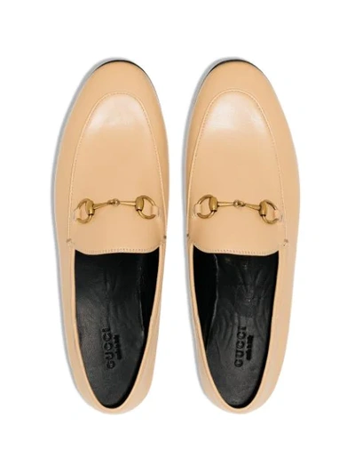 Shop Gucci Brixton Leather Loafers In Neutrals