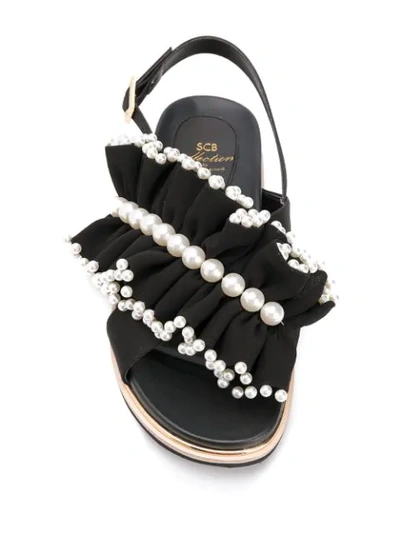 Shop Suecomma Bonnie Pearl Ornaments Ruffle Sandals In Black