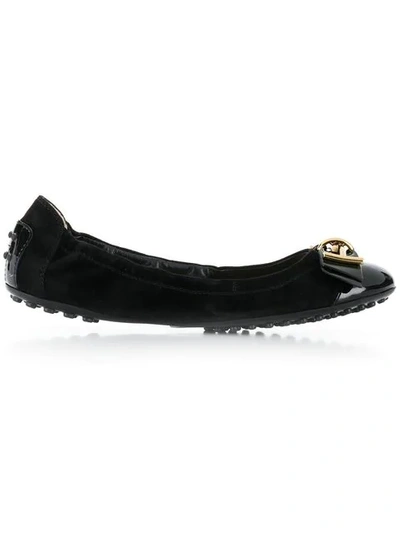 Shop Tod's Double T Ballerina Shoes In Black