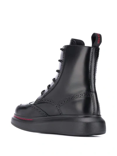 Shop Alexander Mcqueen Hybrid Lace-up Ankle Boots In Black