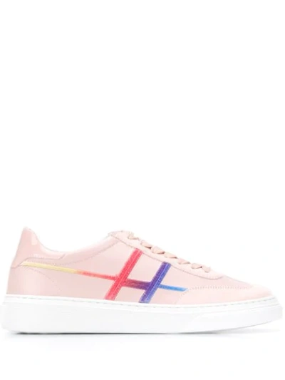 Shop Hogan Embroidered Stripe Sneakers In Pink