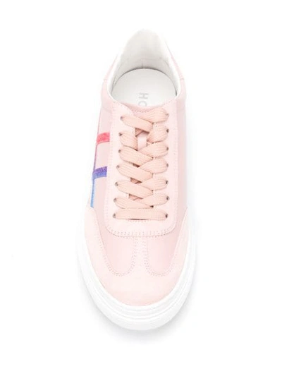 Shop Hogan Embroidered Stripe Sneakers In Pink