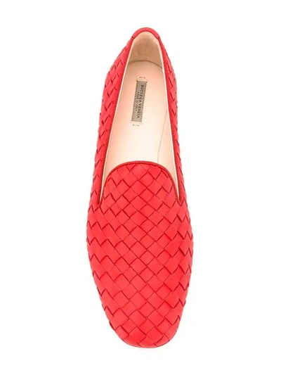Shop Bottega Veneta Intrecciato Weave Slippers In Red