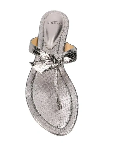 Shop Alexandre Birman Bow Detail Flip Flops In Silver