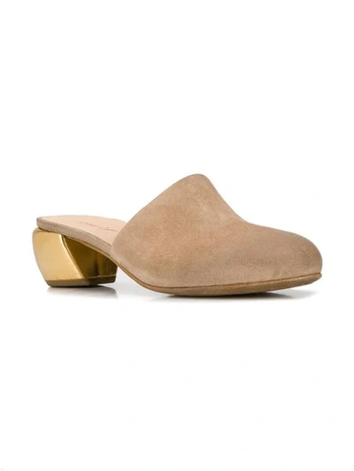 Shop Marsèll Low-heel Suede Mules In Neutrals