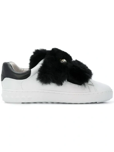 Shop Ash Fur Embellished Sneakers In White