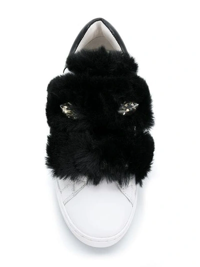 Shop Ash Fur Embellished Sneakers In White