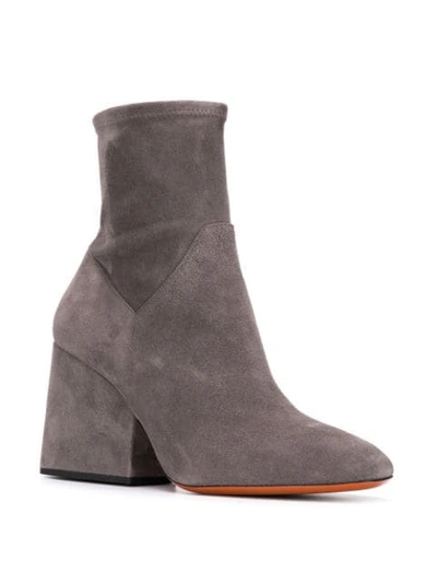 Shop Santoni Chunky Heel Ankle Boots In Grey