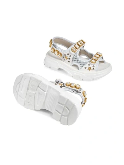 Shop Gucci Crystal-embellished Sandals In White