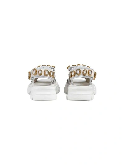Shop Gucci Crystal-embellished Sandals In White