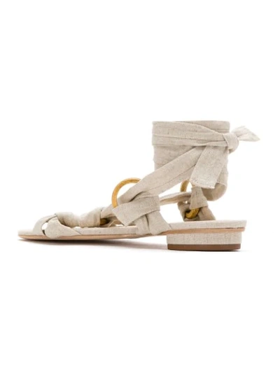 Shop Framed Strappy Flat Sandals In Neutrals