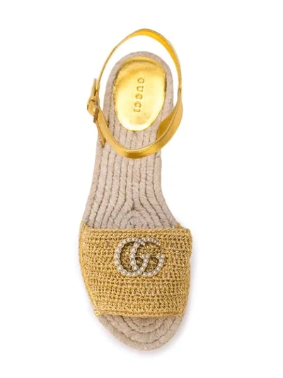 Shop Gucci Gg Crochet Platform Sandals In Neutrals