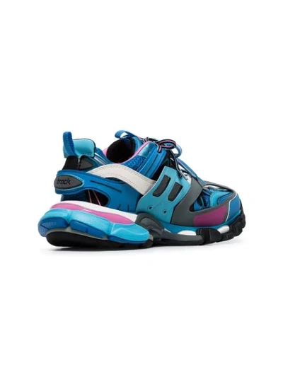 Shop Balenciaga Blue And Pink Track Caged Multi-texture Sneakers