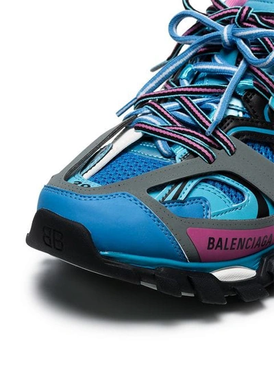 Shop Balenciaga Blue And Pink Track Caged Multi-texture Sneakers