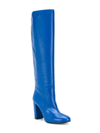 Shop Via Roma 15 Block Heel Boots In Blue