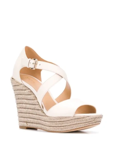 Shop Michael Michael Kors Wedge Sandals In Neutrals