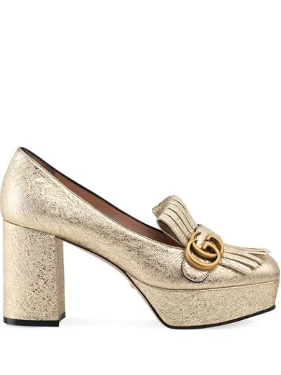 Shop Gucci Decollete In Pelle Loafers In Gold