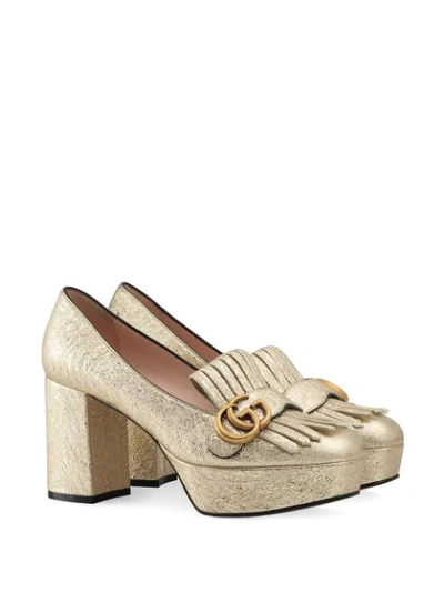 Shop Gucci Decollete In Pelle Loafers In Gold