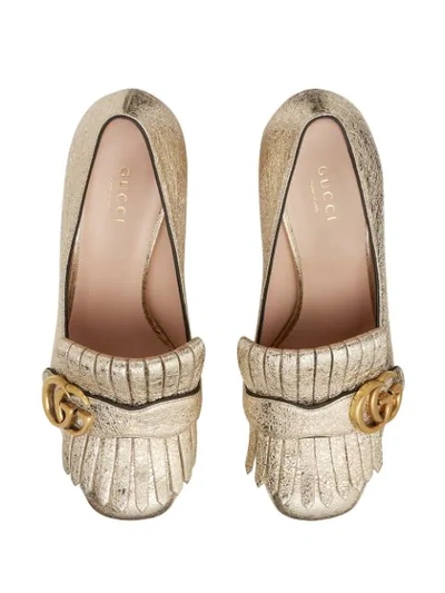 Shop Gucci Decollete In Pelle Loafers In Gold