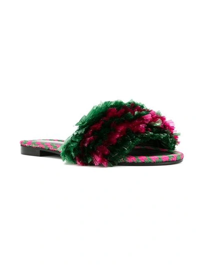 Shop Avec Modération Fringed Slippers In Green