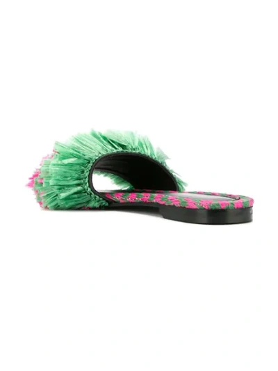Shop Avec Modération Fringed Slippers In Green