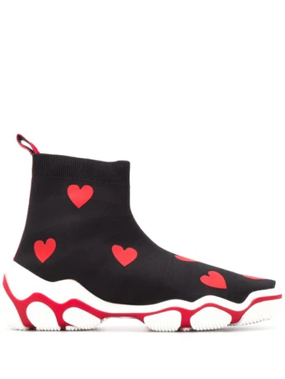 Shop Red Valentino Red(v) Heart Glam Run Sneakers In Black