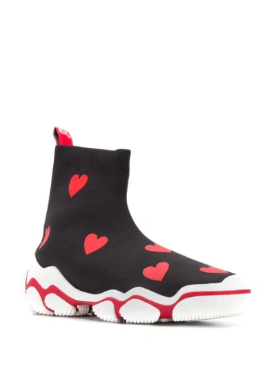 Shop Red Valentino Red(v) Heart Glam Run Sneakers In Black