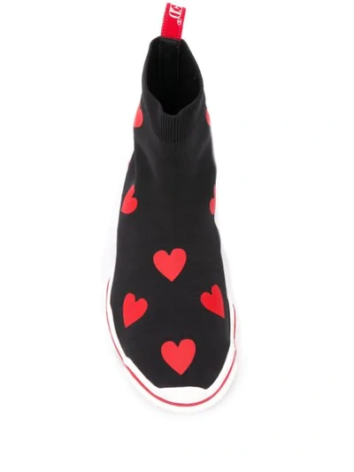 Shop Red Valentino Red(v) Heart Glam Run Sneakers In Black