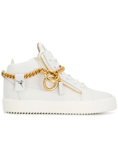 Shop Giuseppe Zanotti Chain Hi-top Sneakers In White
