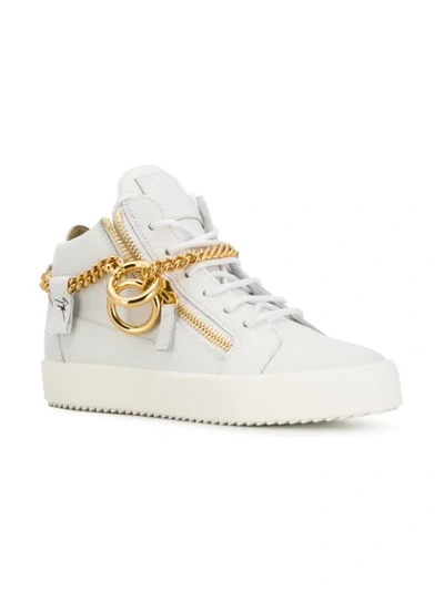 Shop Giuseppe Zanotti Chain Hi-top Sneakers In White