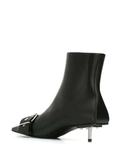 BALENCIAGA SHINY LEATHER BELTED BOOTIES - 黑色