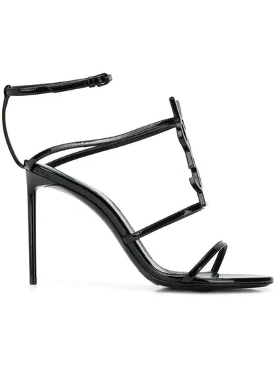 Shop Saint Laurent Cassandra 95mm Sandals In Black