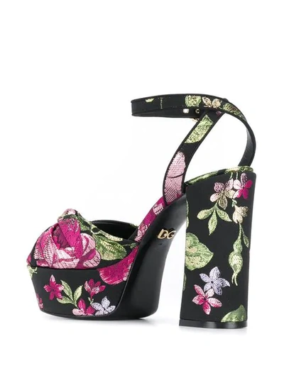 Shop Dolce & Gabbana Floral Platform Sandals In Black