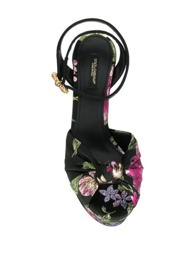 Shop Dolce & Gabbana Floral Platform Sandals In Black