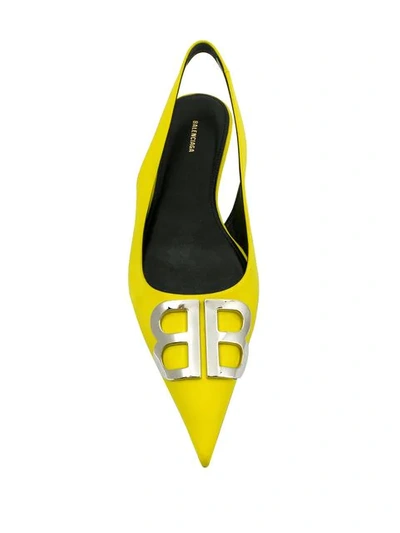 Shop Balenciaga Bb Flat Slingback Ballerinas In 7005  - Yellow