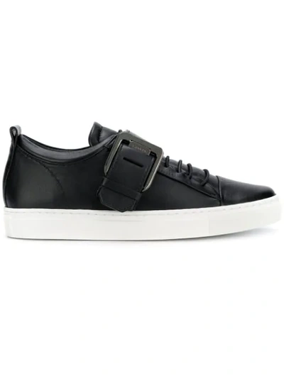 Shop Lanvin Buckled Low Top Sneakers - Black