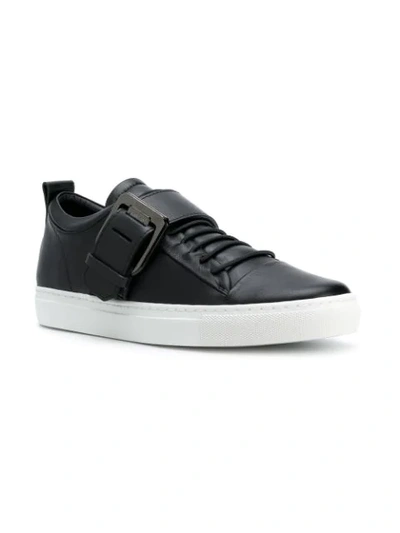 Shop Lanvin Buckled Low Top Sneakers - Black